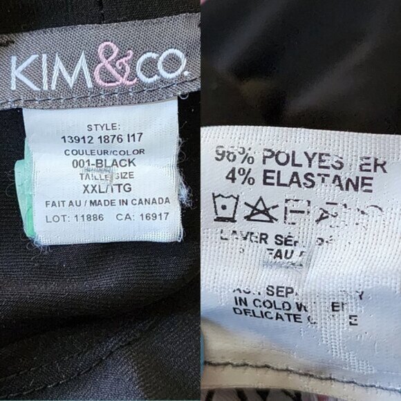 Kim & Co Black Stretch Knit Tie Neck Blouse Career Boss - Picture 4 of 4